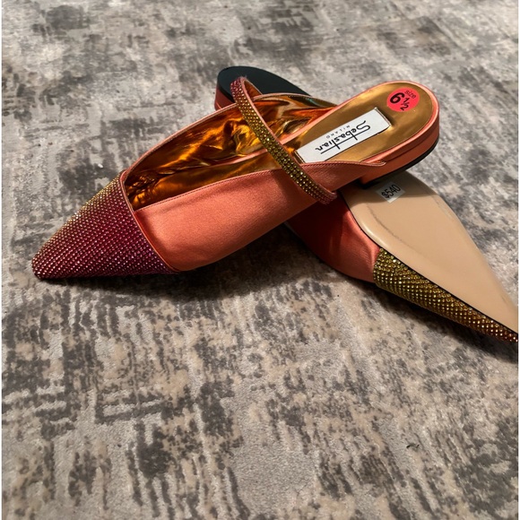 Sebastian Milano pink satin and sequins slides. Size 6 1/2. - Picture 2 of 5